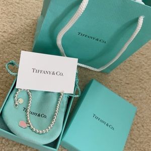 Authentic Tiffany & Co. pink heart charm bracelet